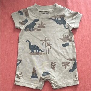 Carter's Beige Dinosaur Print Romper
